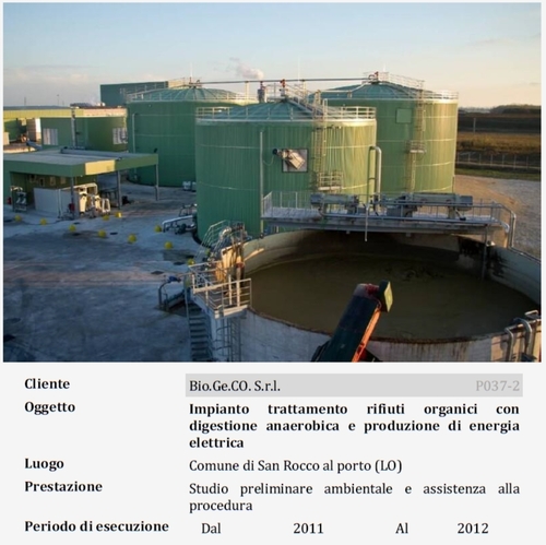 Impianto trattamento rifiuti organici con digestione anaerobica e produzione di energia elettrica